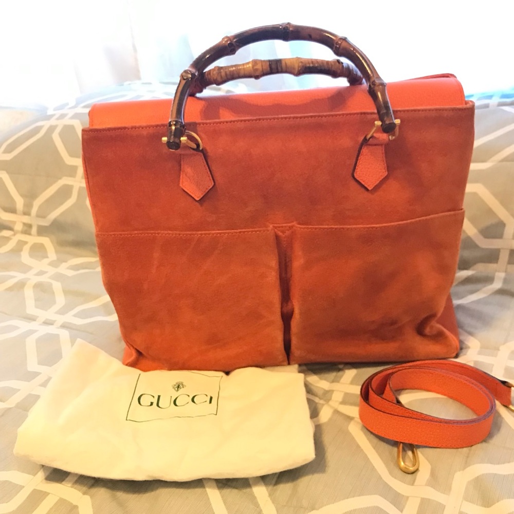 ✅SOLD✅ Gucci Orange Suede Cross Body with leather straps Gold hardware